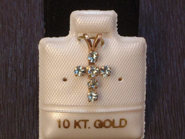 Feinstes Blautopas Kreuz - in 10 Kt. Gold - 417 - Brillant Schliff - EDEL