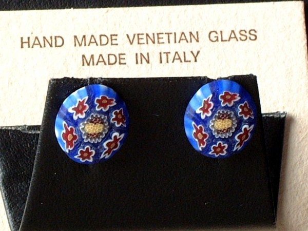 Venezianische Millefiori Ohrstecker - Murano Glas Ohrringe - Biancardi Venezia - Modell BMO2 -