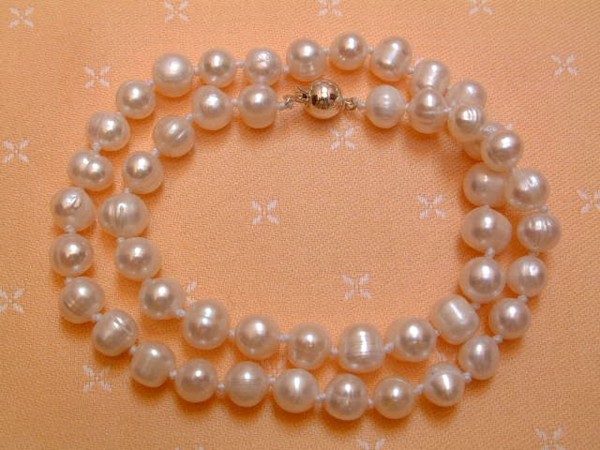 Elegante Perlenkette - geknotet - 45 cm - Sterling Silber - 925 -